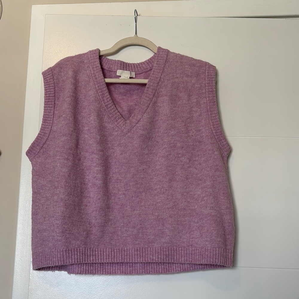 Pink V-Neck Sweater Vest with Relaxed Fit